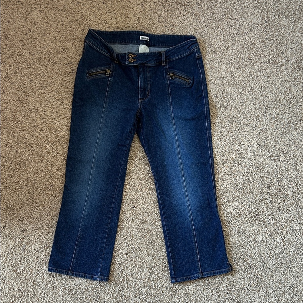 Y2K Vintage Route Denim Zipper Capri Pants